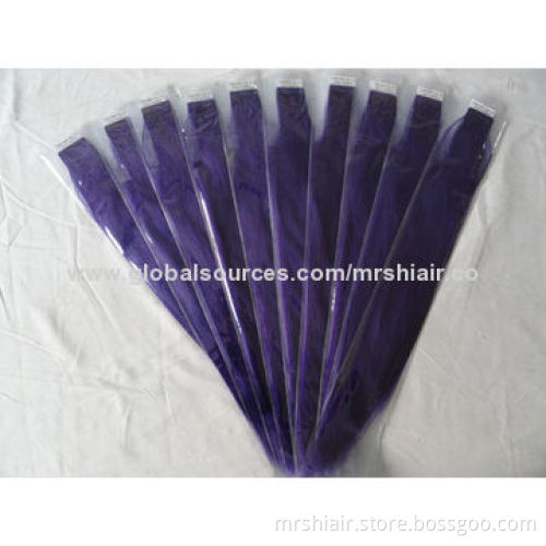 22-inch purple color human straight tape in hair extensions